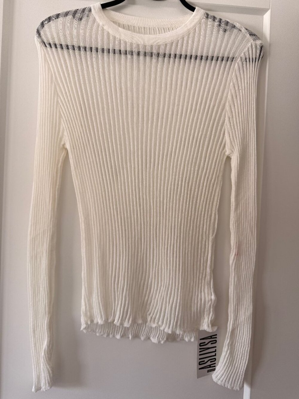 Striped Mesh Long Sleeve Amazon Top